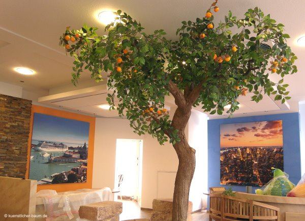 Knstlicher Orangenbaum mit geschwungenem Stamm als Dekoration