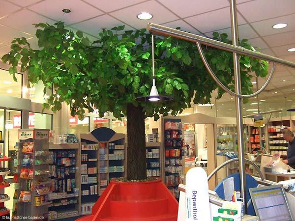 Kunstbaumpflege - Knstlicher Baum in einer Apotheke